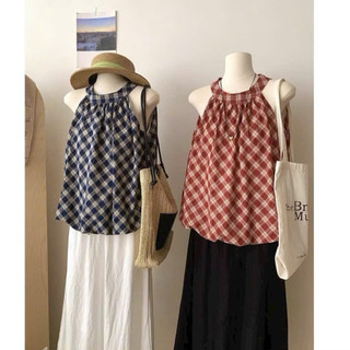 Áo Kiểu Cổ Yếm Caro và  Chấm Bi”FARI TOP”dáng Bí phồng Style Ulzzang siêu xinh dành cho Nữ