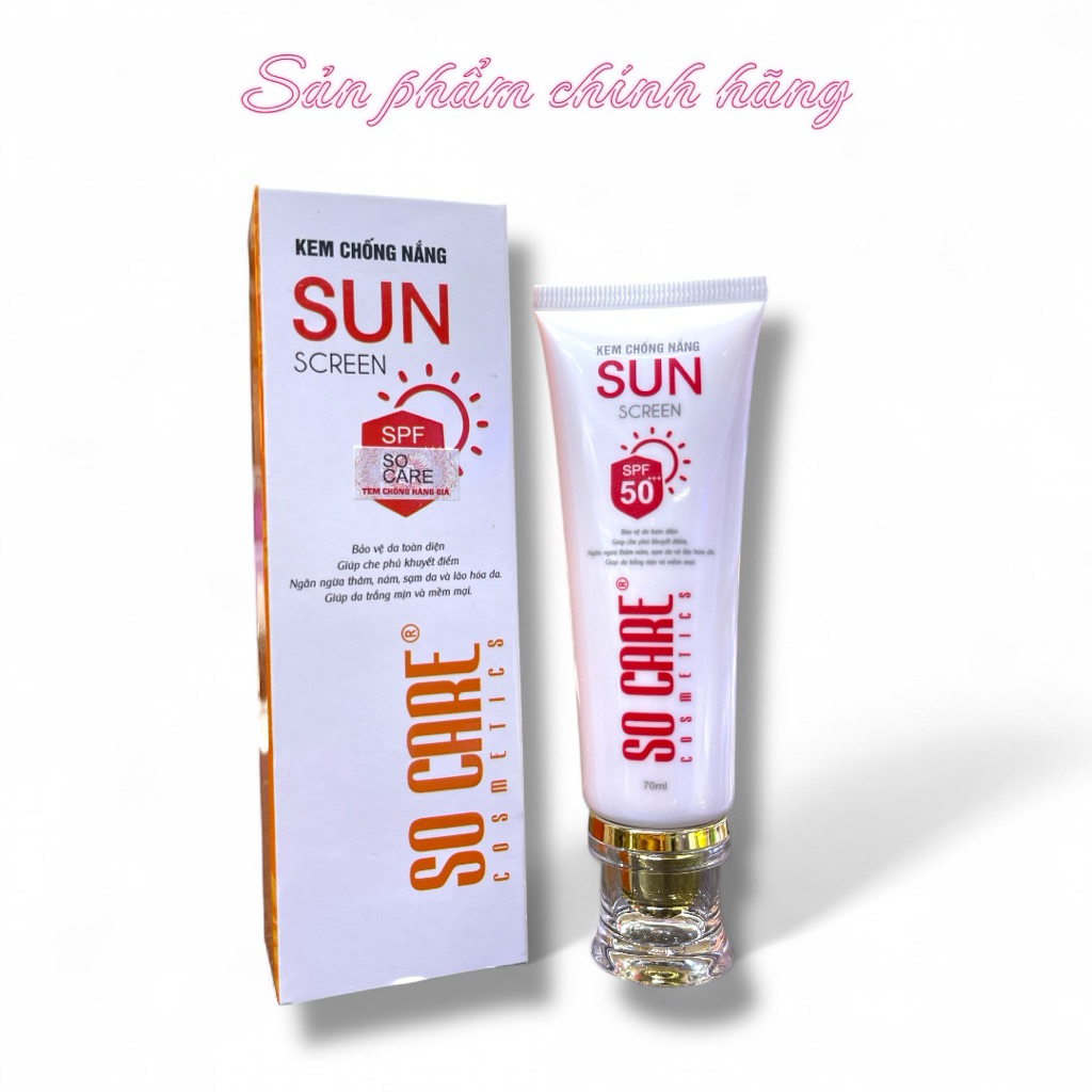 Kem Chống Nắng So Care SPF 50 PA+++ che khuyết điểm và nâng tone da 70ml Chính Hãng