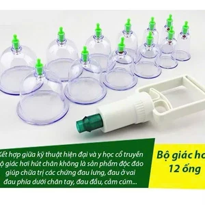 Bộ Dụng Cụ Giác Hơi 12 Ống Không Dùng Lửa Kèm Ống Dây Dài