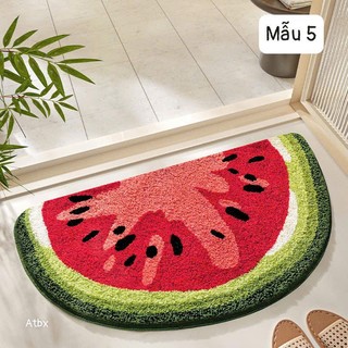 Thảm trải sàn decor nhà cửa lông mịn siêu thấm hút, họa tiết trái cây xinh xắn nhiều hình khác nhau