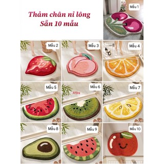 Thảm trải sàn decor nhà cửa lông mịn siêu thấm hút, họa tiết trái cây xinh xắn nhiều hình khác nhau