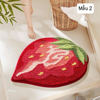 Thảm trải sàn decor nhà cửa lông mịn siêu thấm hút, họa tiết trái cây xinh xắn nhiều hình khác nhau