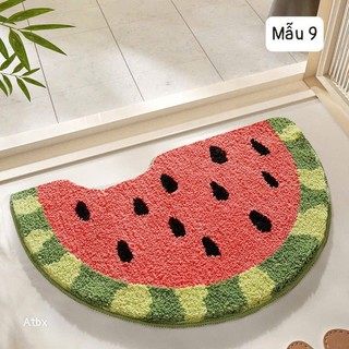 Thảm trải sàn decor nhà cửa lông mịn siêu thấm hút, họa tiết trái cây xinh xắn nhiều hình khác nhau