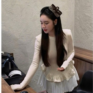 Áo nữ kiểu công sở bèo lai dáng dài tay form ôm chất thun tăm màu trắng đen đỏ VANISA CT444