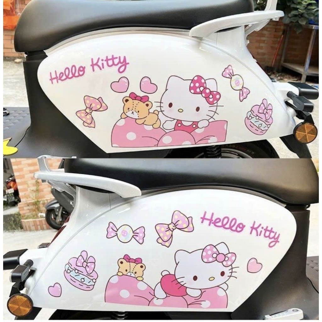 Tem Hello Kitty 3 lớp xịn chống nước chống xước dán cho các dòng xe điện,xe máy, ô tô,...