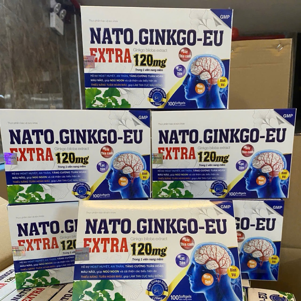 Viên Bổ Não NATO.GINKGO-EU EXTRA 120mg - Hỗ trợ tăng cường tuân hoàn máu náo, giúp ngủ ngon -[ Chính Hãng-Hộp100 viên ]