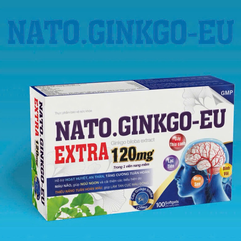 Viên Bổ Não NATO.GINKGO-EU EXTRA 120mg - Hỗ trợ tăng cường tuân hoàn máu náo, giúp ngủ ngon -[ Chính Hãng-Hộp100 viên ]