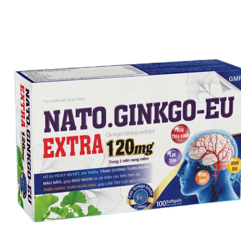 Viên Bổ Não NATO.GINKGO-EU EXTRA 120mg - Hỗ trợ tăng cường tuân hoàn máu náo, giúp ngủ ngon -[ Chính Hãng-Hộp100 viên ]