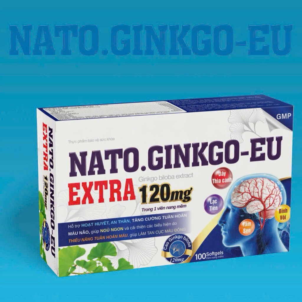 Viên Bổ Não NATO.GINKGO-EU EXTRA 120mg - Hỗ trợ tăng cường tuân hoàn máu náo, giúp ngủ ngon -[ Chính Hãng-Hộp100 viên ]