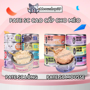 (Hỏa Tốc)(Thùng 24 lon) Pate SC cao cấp cho mèo, Pate SC Gravy và Pate SC Mousse mềm tan, dưỡng lông, mix vị