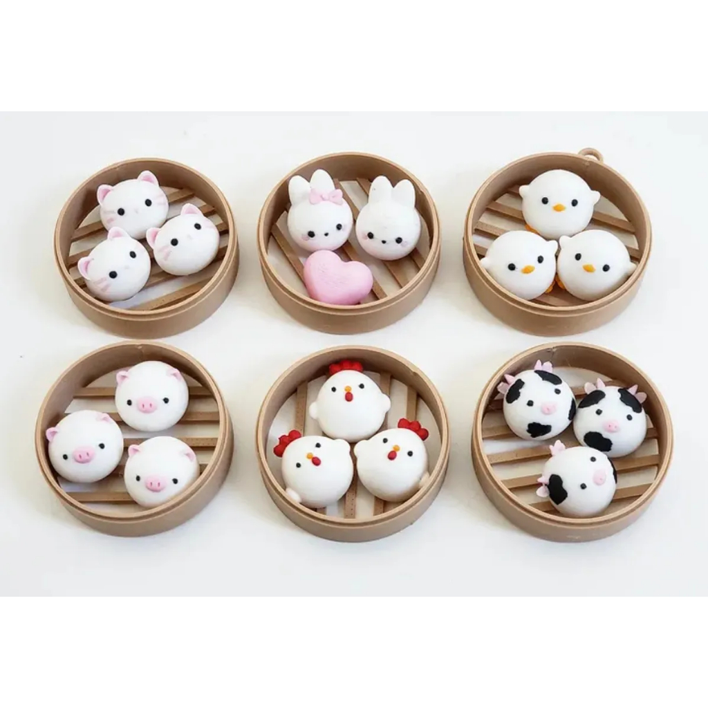 Móc Khóa Bánh Bao Dim Sum 3D Cute – Móc Khóa Con Vật Dễ Thương, Fidget Giải Stress, Quà Tặng Xinh Xắn