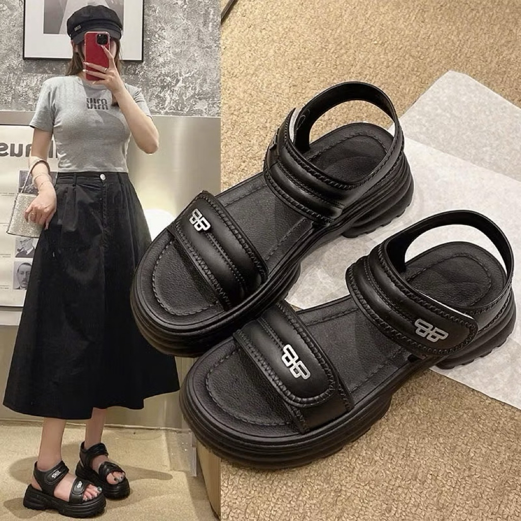 Sandal Nữ Quai Dán ,Độn Đế,Đế Răng Cưa,Êm Chân