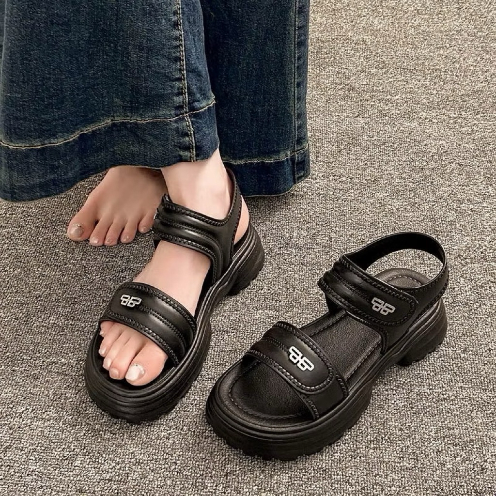 Sandal Nữ Quai Dán ,Độn Đế,Đế Răng Cưa,Êm Chân