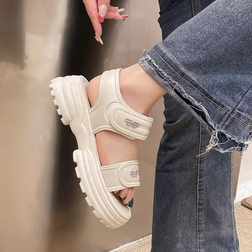 Sandal Nữ Quai Dán ,Độn Đế,Đế Răng Cưa,Êm Chân