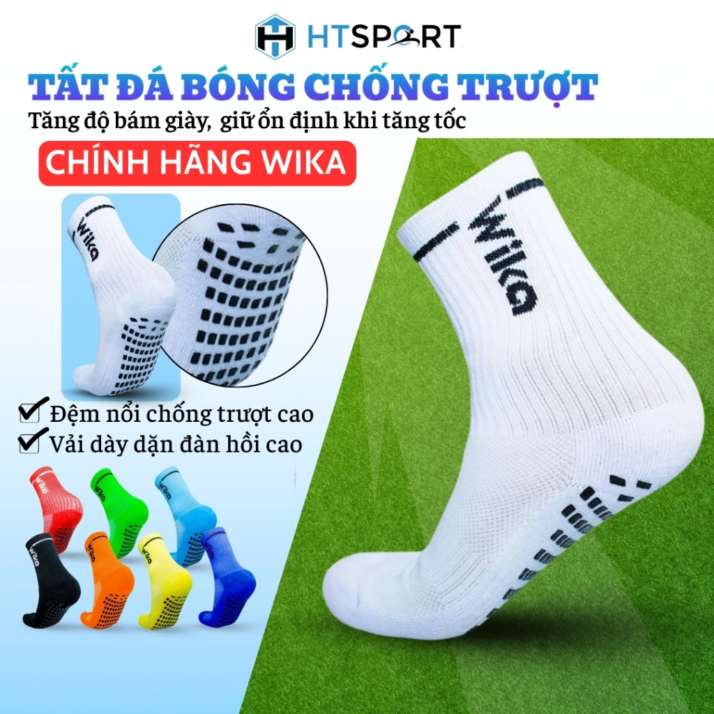 Vớ Đá Bóng Chống Trượt Chính Hãng Wika, Tất Ngắn Đệm Cao Su Chống Trơn Thể Thao Đá Banh Sân Cỏ