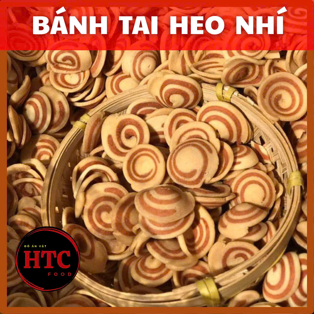 Bánh lỗ tai heo nhí mix 2 vị lá dứa và truyền thống, bim bim snack tai heo giòn rụm, ăn vặt HTC Food