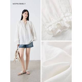 𝗠𝗶𝗻𝗮 𝗕𝗮𝘀𝗶𝗰 𝗟𝗶𝗻𝗲𝗻   A12 - |LY LINEN| - Áo linen tay phồng viền bèo