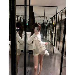 Áo khoác dạ tweet hai túi cúc đồng form slim phong cách tiểu thư tài phiệt