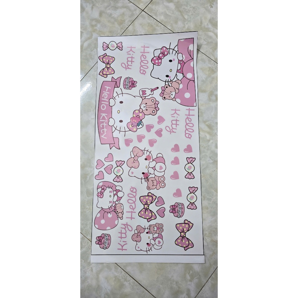 Tem Hello Kitty 3 lớp xịn chống nước 1nawm không bong dán cho các dòng xe điện,xe máy, ô tô,...