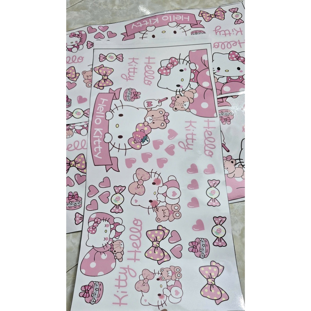 Tem Hello Kitty 3 lớp xịn chống nước 1nawm không bong dán cho các dòng xe điện,xe máy, ô tô,...