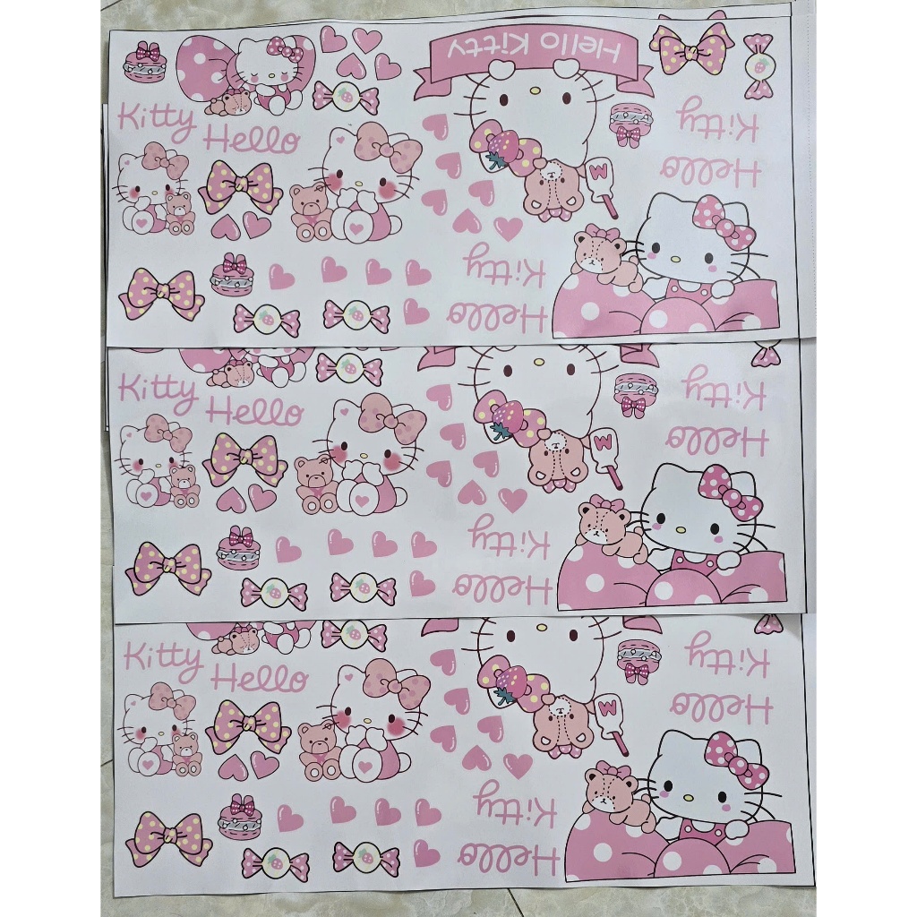 Tem Hello Kitty 3 lớp xịn chống nước 1nawm không bong dán cho các dòng xe điện,xe máy, ô tô,...