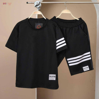 Bộ Đồ Nam Nữ 4 Sọc Cao Cấp Mặc Nhà Chất Thun Mè ,Sét thể thao áo ngắn quần short Lưng thun K1