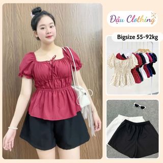 Set Áo Quần Bigsize Nữ Áo BabyDoll Vạt Xòe Kèm Quần Đùi Lưng Chun A282-Q500