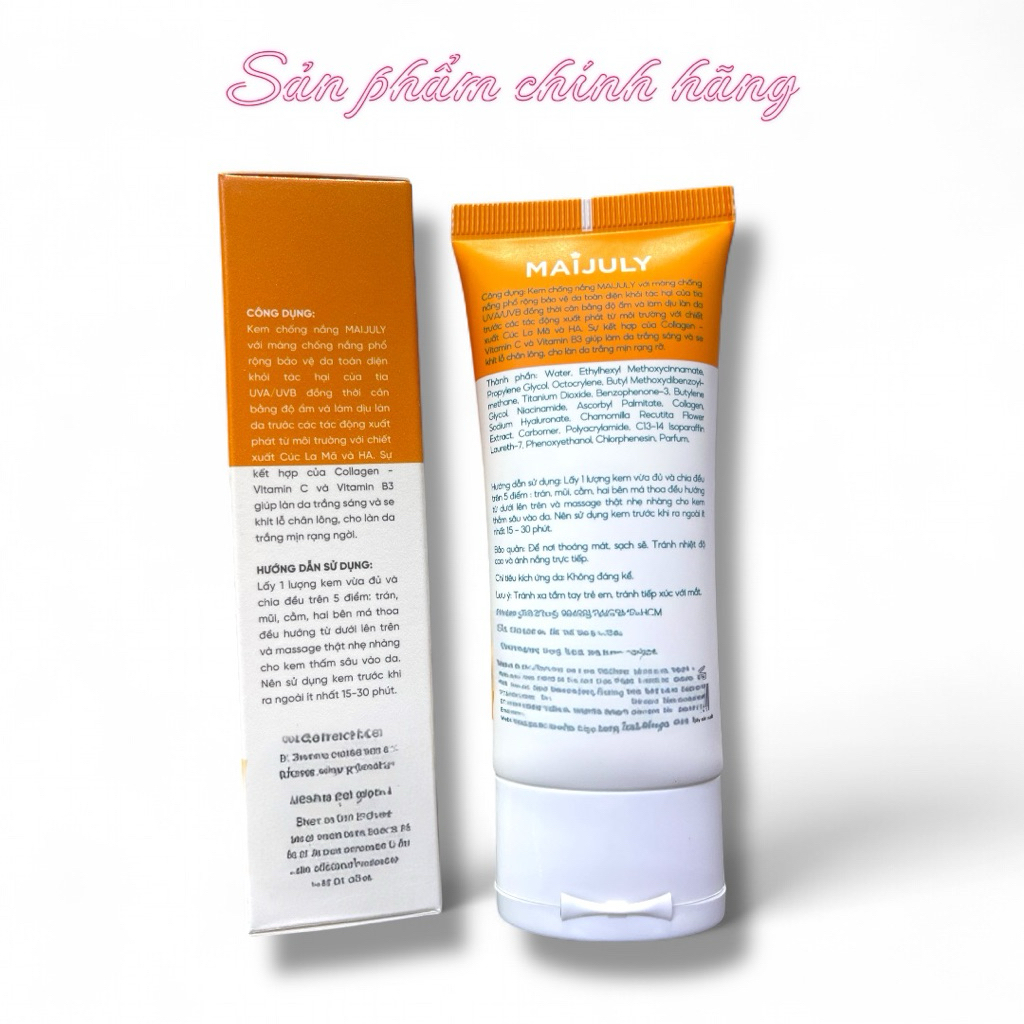 Kem Chống Nắng Maijuly SPF 50+ Dưỡng Da Giữ Ẩm Se Khít Lỗ Chân Lông 60g Cao Cấp Chính Hãng