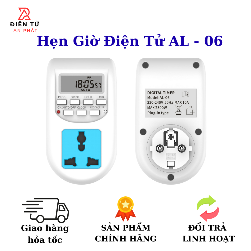 Bộ ổ cắm điện hẹn giờ thông minh bật tắt thiết bị điện tự động SMH AL-06