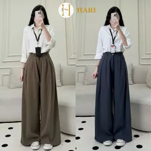 Quần tây công sở Hari ống suông ly to chất GOLD dài chùm phủ chân