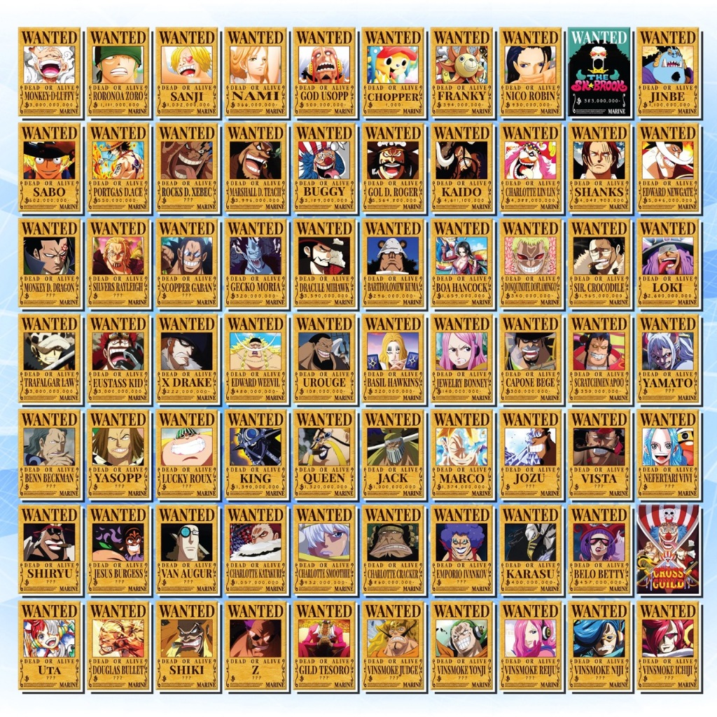 [Độc Quyền Phản Quang 7 Màu] Thẻ Bài – Wanted nhân vật One Piece