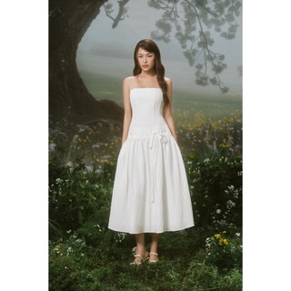 Đầm OLV dài hai dây White Square Tie Waist Midi Dress thanh lịch nữ tính phù hợp đi tiệc
