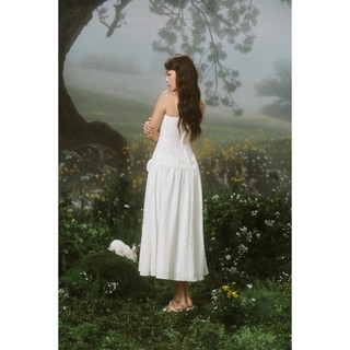Đầm OLV dài hai dây White Square Tie Waist Midi Dress thanh lịch nữ tính phù hợp đi tiệc