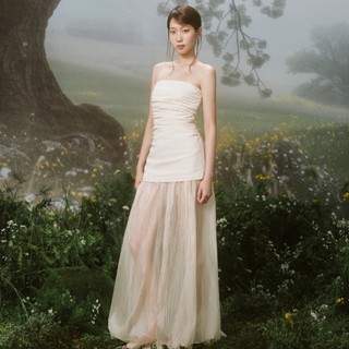 Set OLV áo và chân váy Ivory Layered Cup Maxi Dress thanh lịch quyến rũ phù hợp đi tiệc