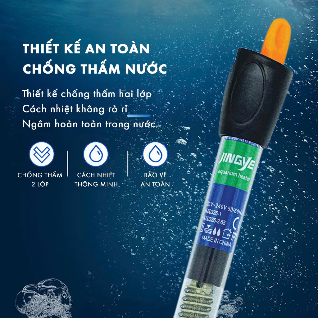 Sưởi Thủy Tinh JINGYE cho bể cá 100W 150W 200W 300W