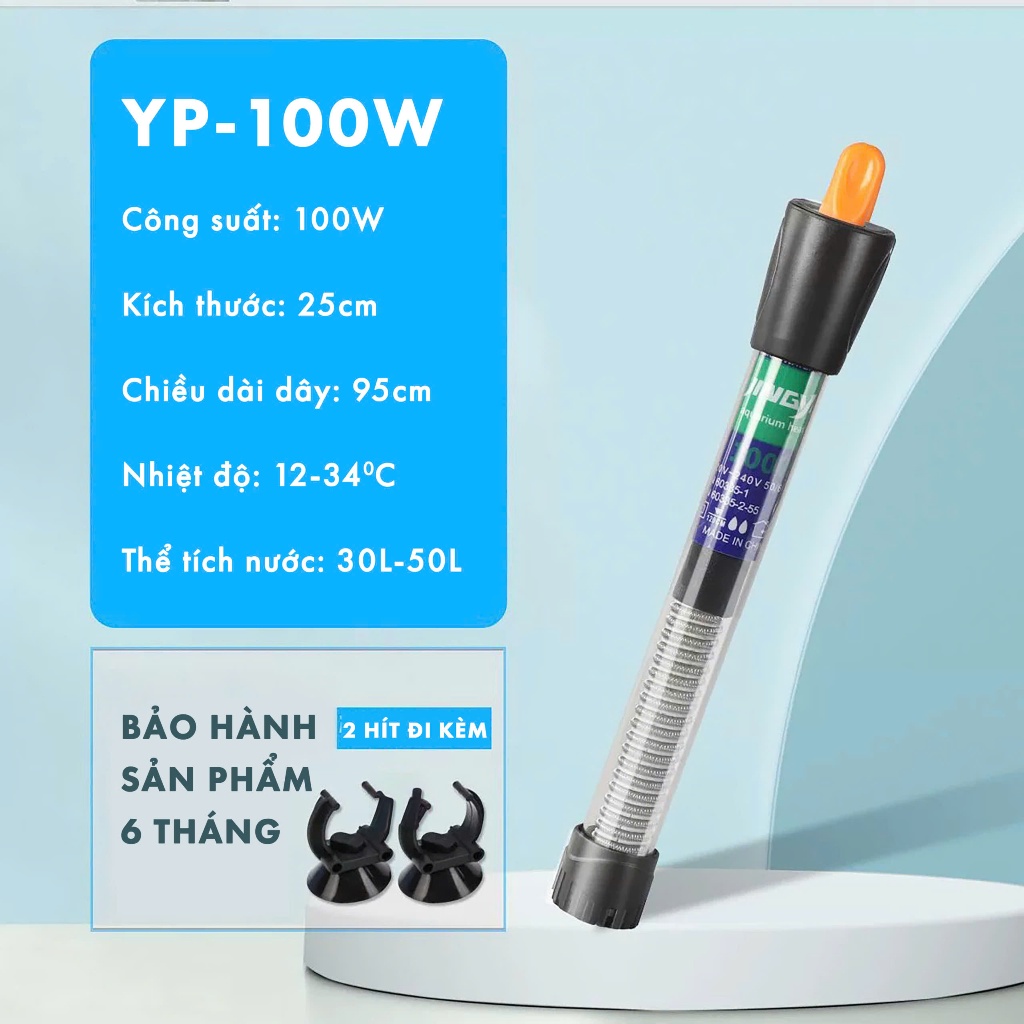Sưởi Thủy Tinh JINGYE cho bể cá 100W 150W 200W 300W