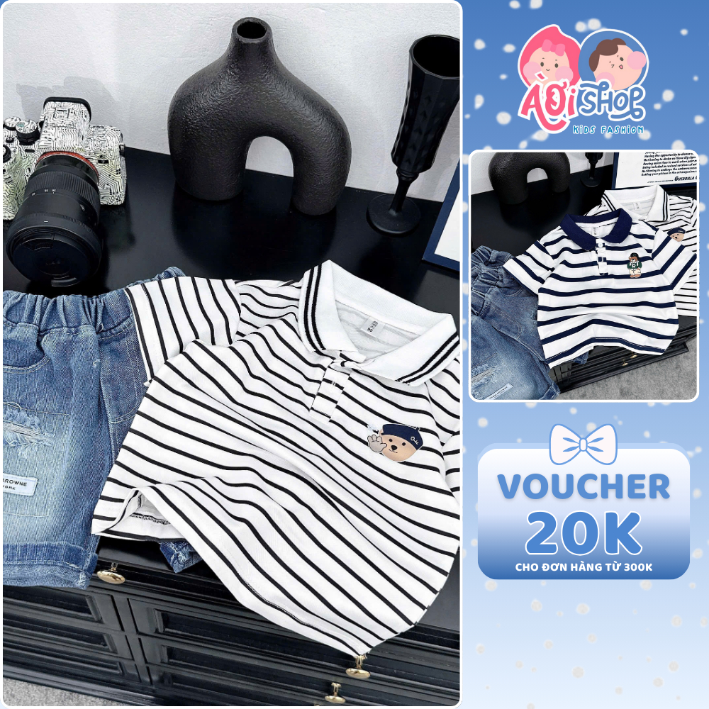 [À ƠI SHOP] Q03- bộ polo 2 cúc sọc gấu chữ r- a116.823