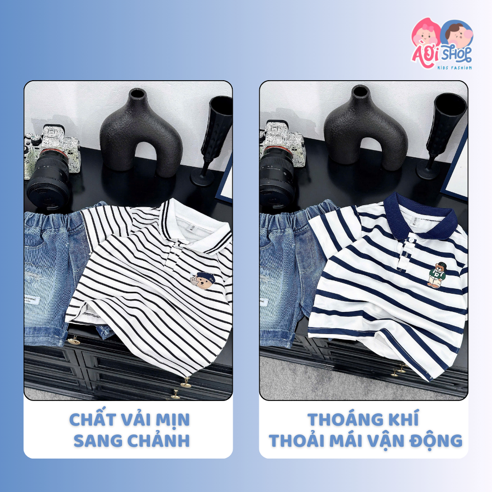 [À ƠI SHOP] Q03- bộ polo 2 cúc sọc gấu chữ r- a116.823