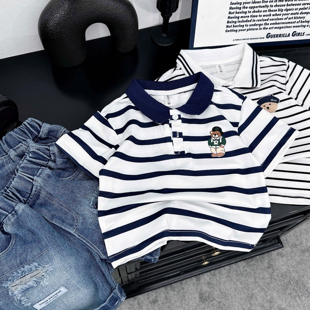 [À ƠI SHOP] Q03- bộ polo 2 cúc sọc gấu chữ r- a116.823