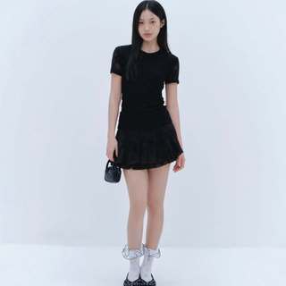 Chân váy OLV xếp ly phối dáng xòe Pleated Layered Mini Skirt nữ tính dễ thương phù hợp đi chơi