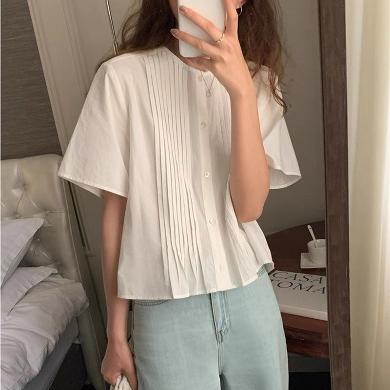 𝗡𝗮𝗻𝗮 𝗟𝗶𝗻𝗲𝗻  A13 - | BEELY| Áo Linen xếp li thủ công