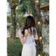 set áo sọc cột yếm hở lưng đính nơ mocking co giãn mix quần đũi ống rộng viền bèo sang chảnh
