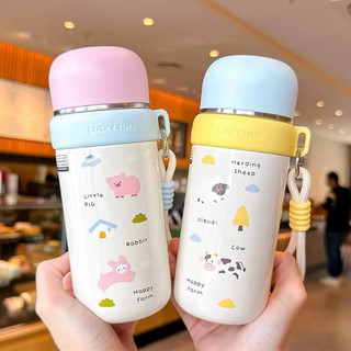 Bình Nước Giữ Nhiệt Lucky Time 350ml/500ml bằng thép không rỉ cao cấp in hoạ tiết dễ thương