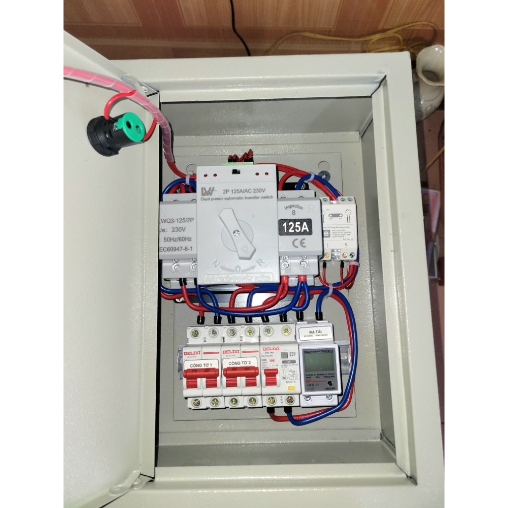 (tủ chuyển nguồn có đồng hồ đo điện) ATS 125A - Tủ chuyển nguồn 2 công tơ - cầu dao điện 2 công tơ- chuyển nguồn tự động