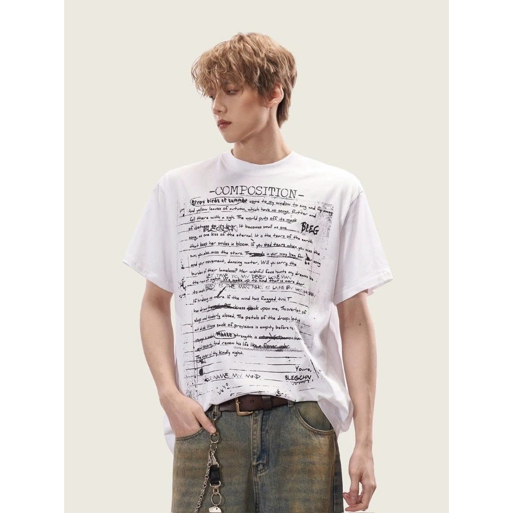 Áo thun Stee Cổ tròn POEM COMPOSITION Localbrand ICVCVNI Unisex