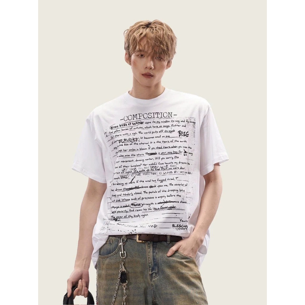 Áo thun Stee Cổ tròn POEM COMPOSITION Localbrand ICVCVNI Unisex