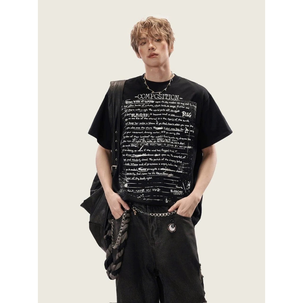 Áo thun Stee Cổ tròn POEM COMPOSITION Localbrand ICVCVNI Unisex