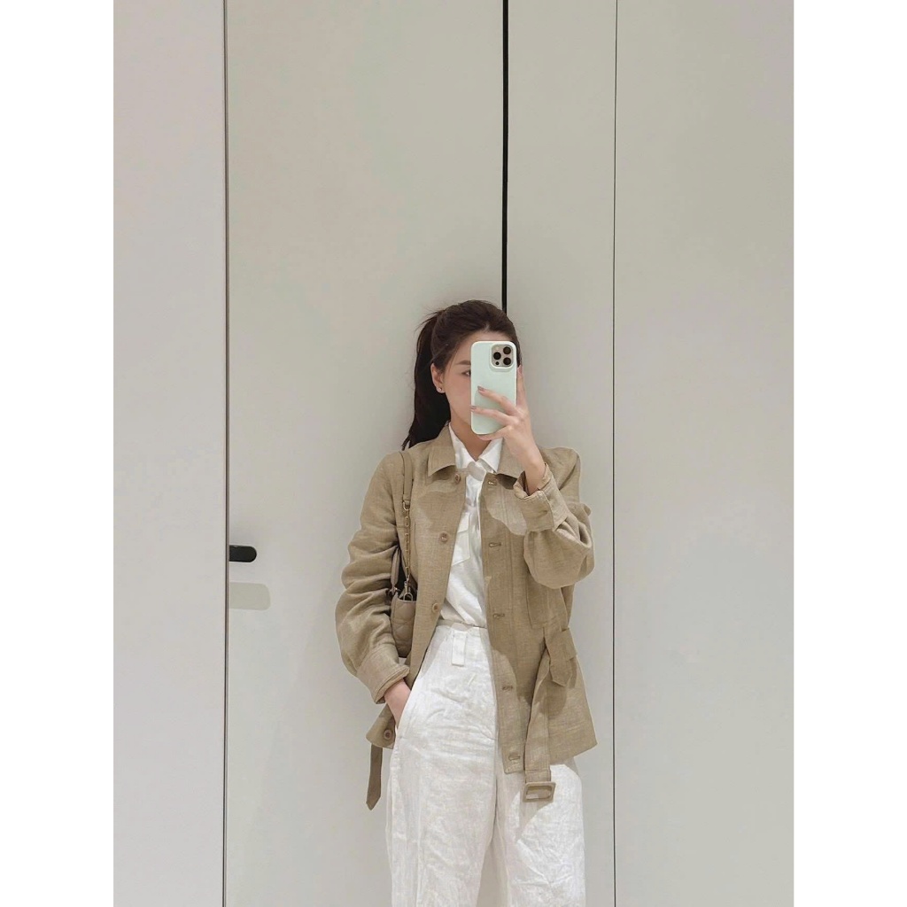 O.urs | Linen Belted Jacket  - Áo khoác Linen cổ điển Pháp