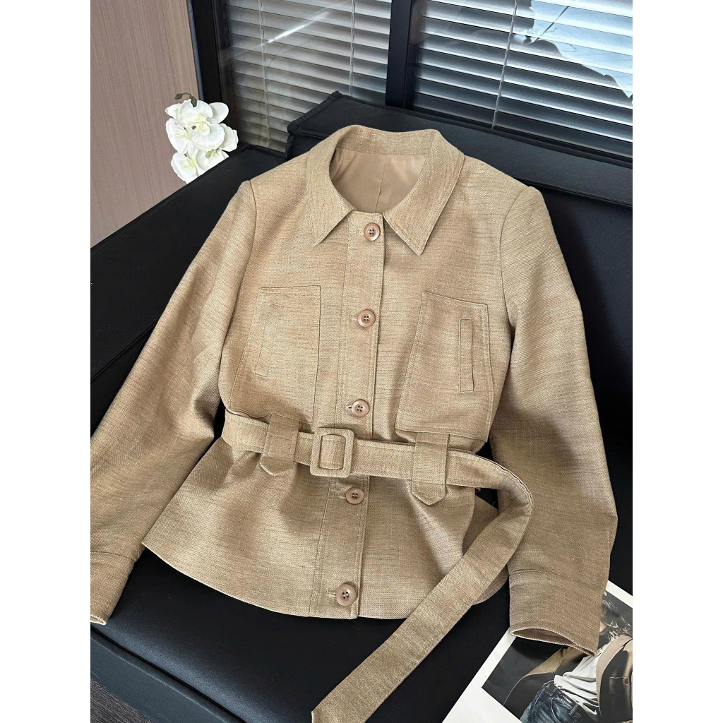 O.urs | Áo khoác Linen Belted Jacket phong cách thanh lịch màu Beige thiết kế tinh tế và nữ tính cho phong cách
