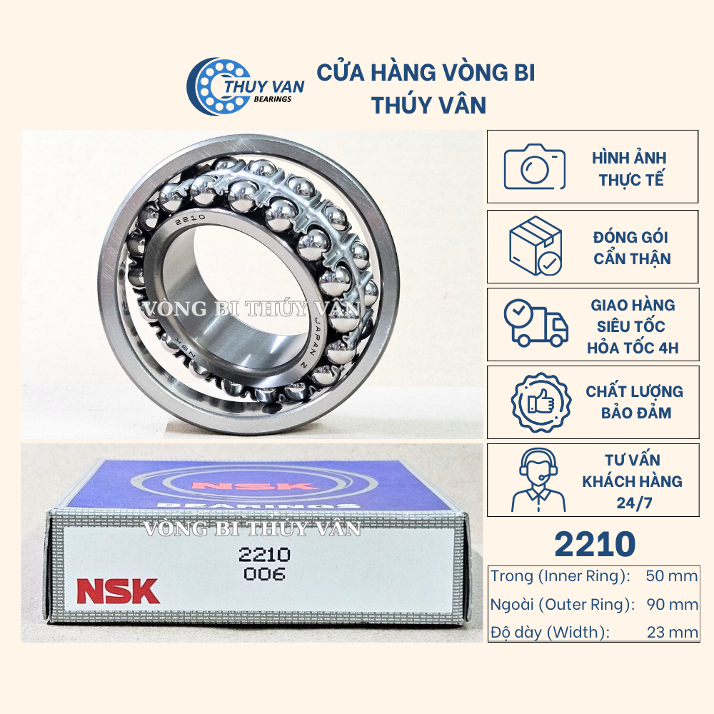 Vòng bi bạc đạn nhào, tự lựa, 2 dãy, 2 hàng bi 2210 2211 2213 lỗ thẳng ...